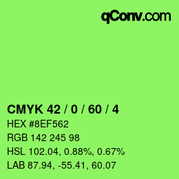 颜色代码: CMYK 42 / 0 / 60 / 4 | qconv.com