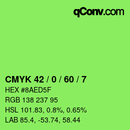 Color code: CMYK 42 / 0 / 60 / 7 | qconv.com