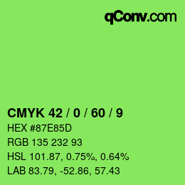 カラーコード: CMYK 42 / 0 / 60 / 9 | qconv.com