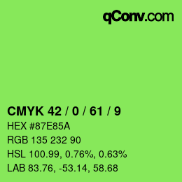 Color code: CMYK 42 / 0 / 61 / 9 | qconv.com