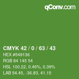 Color code: CMYK 42 / 0 / 63 / 43 | qconv.com