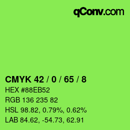 Color code: CMYK 42 / 0 / 65 / 8 | qconv.com