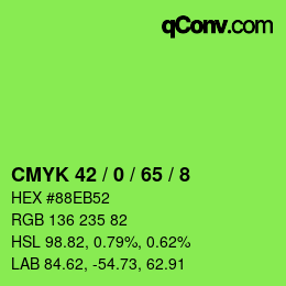 カラーコード: CMYK 42 / 0 / 65 / 8 | qconv.com