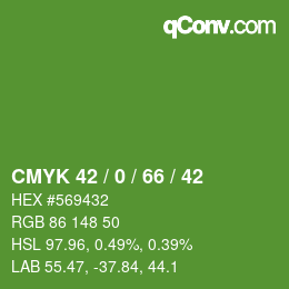 Color code: CMYK 42 / 0 / 66 / 42 | qconv.com