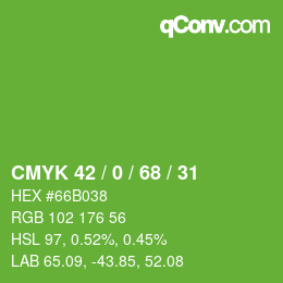 カラーコード: CMYK 42 / 0 / 68 / 31 | qconv.com