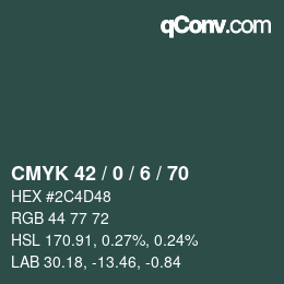 Código de color: CMYK 42 / 0 / 6 / 70 | qconv.com