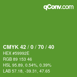 Color code: CMYK 42 / 0 / 70 / 40 | qconv.com