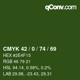 颜色代码: CMYK 42 / 0 / 74 / 69 | qconv.com