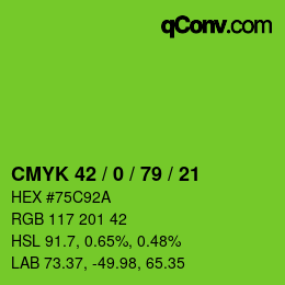 Color code: CMYK 42 / 0 / 79 / 21 | qconv.com