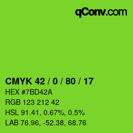 颜色代码: CMYK 42 / 0 / 80 / 17 | qconv.com