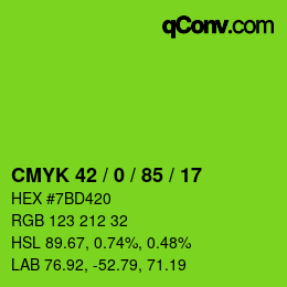 Color code: CMYK 42 / 0 / 85 / 17 | qconv.com