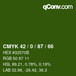 Color code: CMYK 42 / 0 / 87 / 66 | qconv.com
