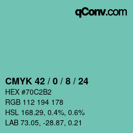 Color code: CMYK 42 / 0 / 8 / 24 | qconv.com