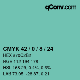 カラーコード: CMYK 42 / 0 / 8 / 24 | qconv.com