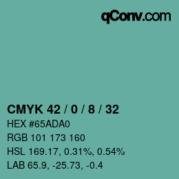 カラーコード: CMYK 42 / 0 / 8 / 32 | qconv.com