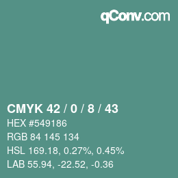 Color code: CMYK 42 / 0 / 8 / 43 | qconv.com