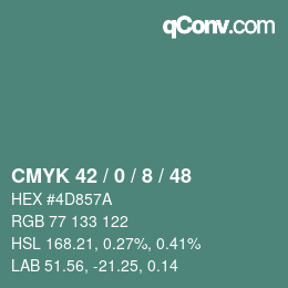 Color code: CMYK 42 / 0 / 8 / 48 | qconv.com