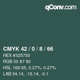 Color code: CMYK 42 / 0 / 8 / 66 | qconv.com