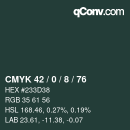 カラーコード: CMYK 42 / 0 / 8 / 76 | qconv.com