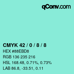 カラーコード: CMYK 42 / 0 / 8 / 8 | qconv.com