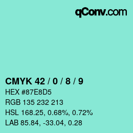 颜色代码: CMYK 42 / 0 / 8 / 9 | qconv.com