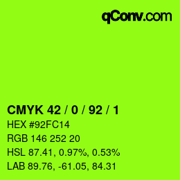 颜色代码: CMYK 42 / 0 / 92 / 1 | qconv.com