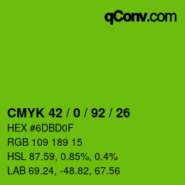 Color code: CMYK 42 / 0 / 92 / 26 | qconv.com