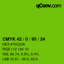 颜色代码: CMYK 42 / 0 / 95 / 24 | qconv.com