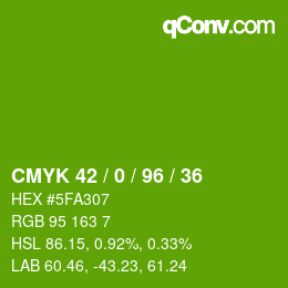颜色代码: CMYK 42 / 0 / 96 / 36 | qconv.com