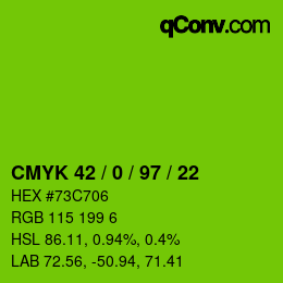 Color code: CMYK 42 / 0 / 97 / 22 | qconv.com