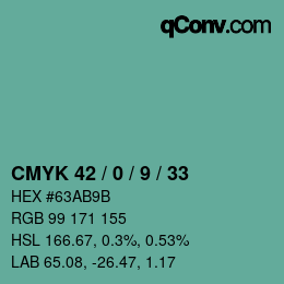 Color code: CMYK 42 / 0 / 9 / 33 | qconv.com