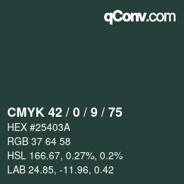 Color code: CMYK 42 / 0 / 9 / 75 | qconv.com