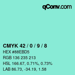 颜色代码: CMYK 42 / 0 / 9 / 8 | qconv.com