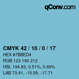 Color code: CMYK 42 / 10 / 0 / 17 | qconv.com