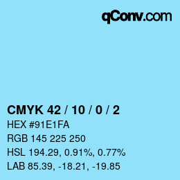 カラーコード: CMYK 42 / 10 / 0 / 2 | qconv.com