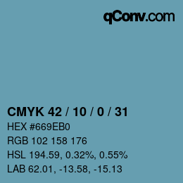 カラーコード: CMYK 42 / 10 / 0 / 31 | qconv.com