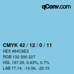 カラーコード: CMYK 42 / 12 / 0 / 11 | qconv.com