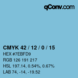 カラーコード: CMYK 42 / 12 / 0 / 15 | qconv.com