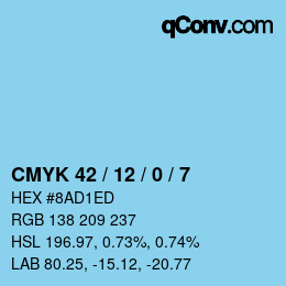 カラーコード: CMYK 42 / 12 / 0 / 7 | qconv.com