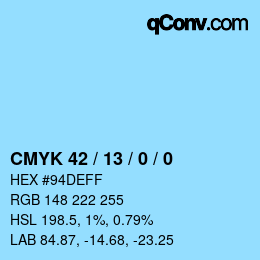 カラーコード: CMYK 42 / 13 / 0 / 0 | qconv.com