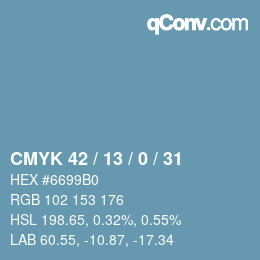 Color code: CMYK 42 / 13 / 0 / 31 | qconv.com