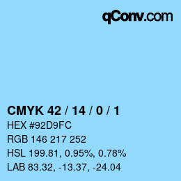 カラーコード: CMYK 42 / 14 / 0 / 1 | qconv.com