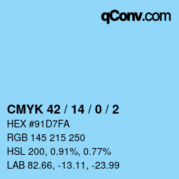 カラーコード: CMYK 42 / 14 / 0 / 2 | qconv.com