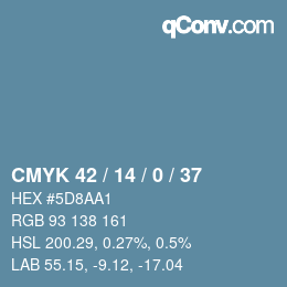 カラーコード: CMYK 42 / 14 / 0 / 37 | qconv.com