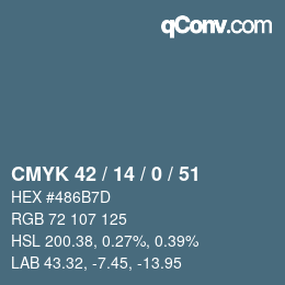 颜色代码: CMYK 42 / 14 / 0 / 51 | qconv.com