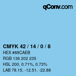 カラーコード: CMYK 42 / 14 / 0 / 8 | qconv.com