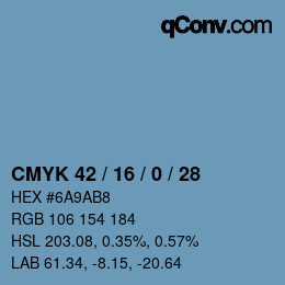 Farbcode: CMYK 42 / 16 / 0 / 28 | qconv.com