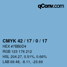 颜色代码: CMYK 42 / 17 / 0 / 17 | qconv.com
