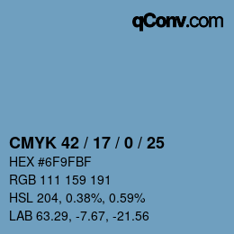 カラーコード: CMYK 42 / 17 / 0 / 25 | qconv.com