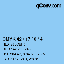 カラーコード: CMYK 42 / 17 / 0 / 4 | qconv.com